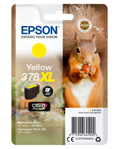 Epson Squirrel Singlepack Yellow 378XL Claria Photo HD Ink Epson Squirrel Singlepack Yellow 378XL Claria Photo HD Ink